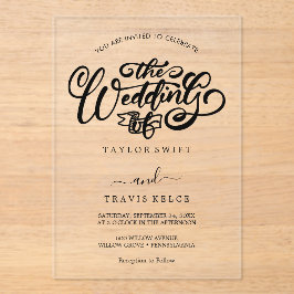 Black Modern Boho Akryllische Hochzeitseinladung Acryleinladungen