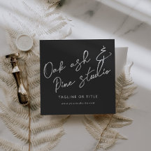 Black Modern Boho QR Code Business Card