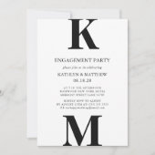 Black Modern Bold Monogram Engagement Party Einladung (Vorderseite)