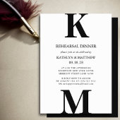 Black Modern Bold Monogram Probe Dinner Einladung
