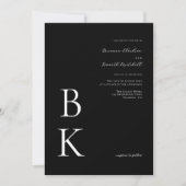 Black Modern Bold Monogram Typografy Wedding Einladung (Vorderseite)