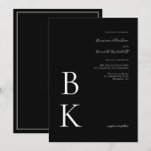 Black Modern Bold Monogram Typografy Wedding Einladung (Vorne/Hinten)