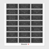 Black Modern Bold Wedding Guest Address Sticker (Blatt)