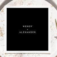 Black Modern Bold Wedding Napkins