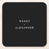 Black Modern Bold Wedding Rechteckiger Pappuntersetzer (Vorderseite)