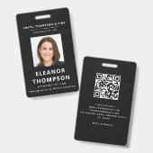 Black Modern Business Corporate Foto QR Ausweis (Vorder- & Rückseite)