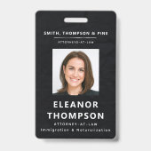 Black Modern Business Corporate Foto QR Ausweis (Vorderseite)