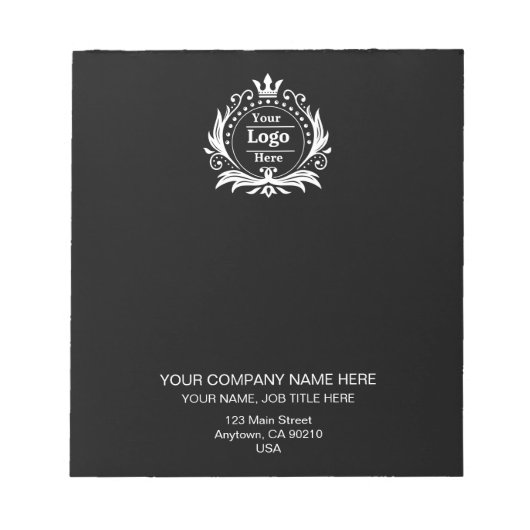 Black Modern Business Professional Custom Notes Notizblock (Vorderseite)