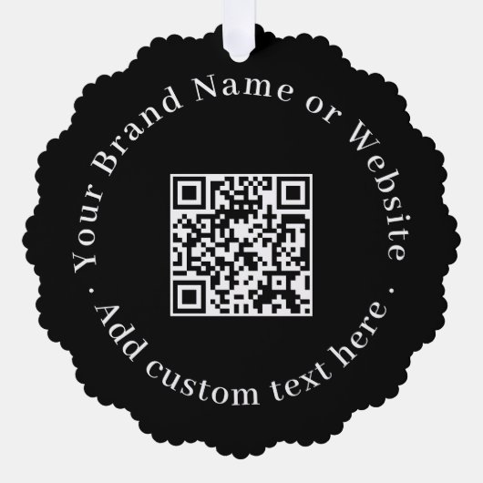 Black Modern Business QR Code Christmas Logo  Ornament Karte (Vorderseite)