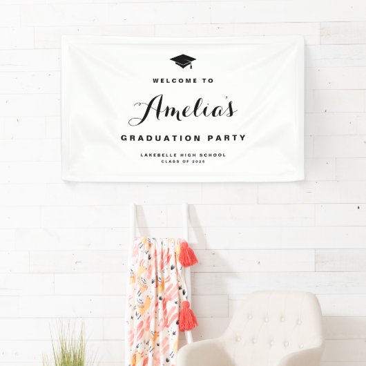 Black Modern Calligraphy Abschluss Banner (Insitu)