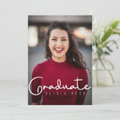 Black Modern Calligraphy Abschluss Einladung (Stehend Vorderseite)