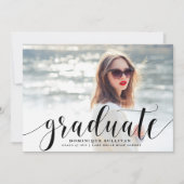 Black Modern Calligraphy Foto Abschluss Ankündigung (Vorderseite)