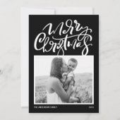 Black Modern Calligraphy Foto Frohe Weihnachten (Vorderseite)