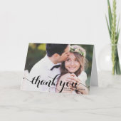 Black Modern Calligraphy Foto Wedding Dankeskarte (Vorderseite)