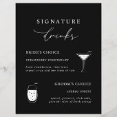 Black Modern Calligraphy Signature Drinks Zeichen (Vorderseite)