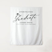 Black Modern Calligraphy Simple Graduation Party Wandteppich (Vorderseite)
