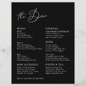 Black Modern Calligraphy Wedding Bar Menu (Vorderseite)