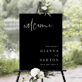 Black Modern Calligraphy Wedding Welcome Sign Poster