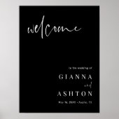 Black Modern Calligraphy Wedding Welcome Sign Poster (Vorne)