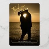 Black Modern Chic Minimal Foto Hochzeit Vielen Dan Folieneinladung (Vorderseite)