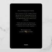 Black Modern Chic Minimal Foto Hochzeit Vielen Dan Folieneinladung (Rückseite)