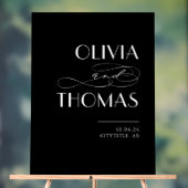 Black Modern Chic Wedding Willkommen Acrylschild (Neutral)