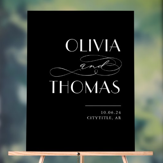 Black Modern Chic Wedding Willkommen Acrylschild (Neutral)