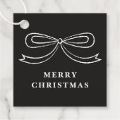 Black Modern Christmas Bow Holiday Gift Tag Geschenkanhänger (Vorderseite)