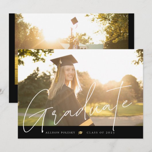 Black Modern Class of 2024 Abschluss Ankündigung (Vorne/Hinten)