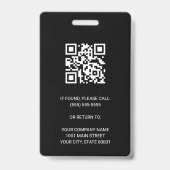 Black Modern Company Employee Foto Security QR ID Ausweis (Back)