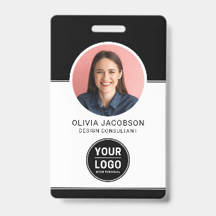 Black Modern Company Employee Foto Security QR ID Ausweis