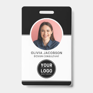 Black Modern Company Employee Foto Security QR ID Ausweis