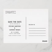 Black Modern Confetti Silver Foil Save the Date Folie Einladungspostkarte (Rückseite)