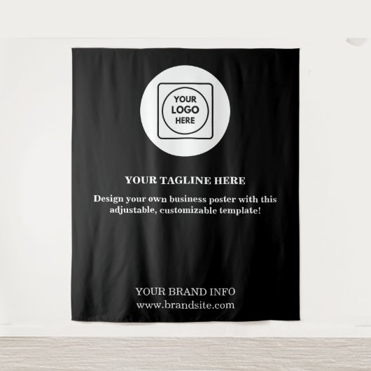 Black Modern Corporate Event Logo Display Banner Wandteppich (Vorderseite)