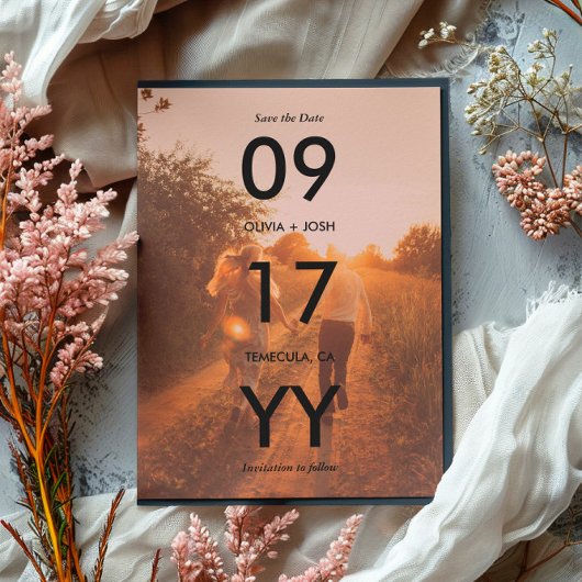Black Modern Date Typografy Foto Save the Date