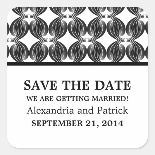 Black Modern Deko Save the Date Stickers (Vorderseite)