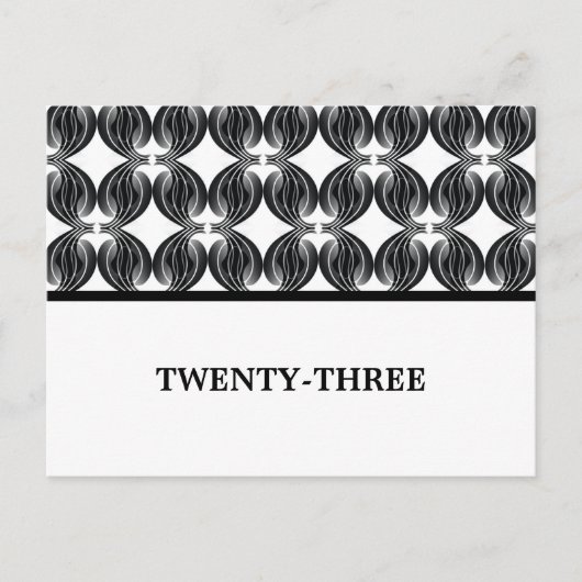 Black Modern Deko Tischnummer Postcard (Vorderseite)