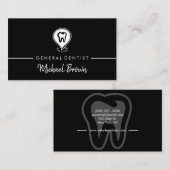 Black Modern Dentist Tooth Visitenkarte (Vorne/Hinten)