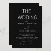 Black Modern Elegance Chic Hochzeit Einladung (Vorne/Hinten)