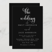 Black Modern Elegance Chic Hochzeit Einladung (Vorne/Hinten)