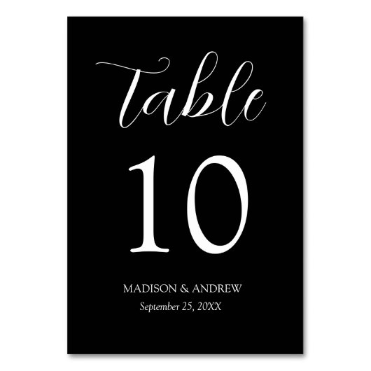 Black Modern Elegance Wedding Tischnummer (Rückseite)