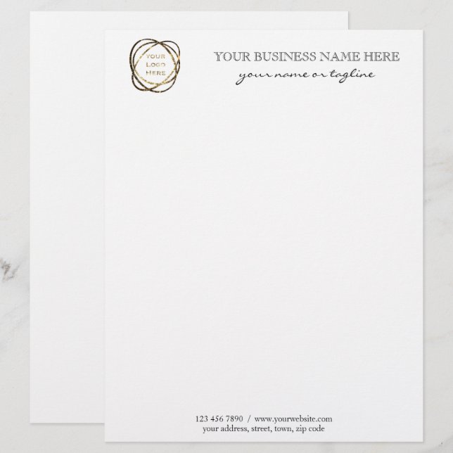 Black Modern Elegant Custom Business Logo    Briefbogen (Vorne/Hinten)