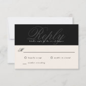 Black Modern Elegant Minimal Monogram Wedding RSVP (Vorderseite)