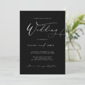 Black Modern Elegante Calligrafy Wedding Einladung (Stehend Vorderseite)