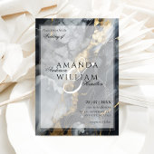 Black Modern Elegante Names Script Abstrakte Hochz Einladung