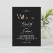 Black Modern Elegante Orchide Einladung zur Hochze (Stehend Vorderseite)