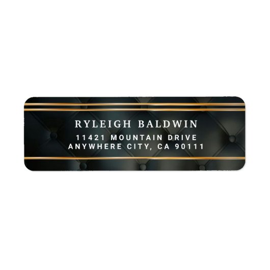 Black Modern Elegante Return Address Label (Vorne)