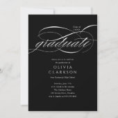 Black Modern Elegante Script Foto Graduation Party Einladung (Vorderseite)