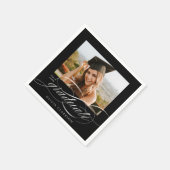 Black Modern Elegante Script Foto Graduation Party Serviette (Ecke)