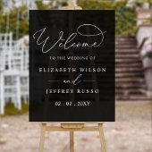 Black Modern Elegante Script Wedding Willkommensze Acrylschild
